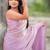 Lavender lavender shimmer satin tissue saree with golden tassels