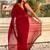 Maroon red shimmer satin tissue saree with golden tassels