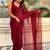 Maroon red shimmer satin tissue saree with golden tassels