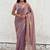 Mauve onion shimmer satin tissue saree with golden tassels