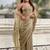 Olive golden beige shimmer satin tissue saree with golden tassels