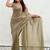Olive golden beige shimmer satin tissue saree with golden tassels
