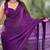 Purple purple shimmer satin tissue saree with golden tassels