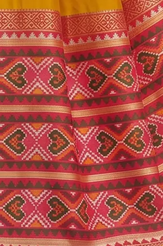 mustard yellow soft silk blend saree for women with red blouse festive wedding traditional wear