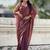 Maroon brown shimmer satin tissue saree with golden tassels