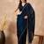 Blue beads and stones satin saree