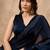 Blue beads and stones satin saree