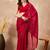 Red ethnic motifs satin saree