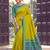 olive green silk blend saree for women with teal blouse festive party traditional wedding saree
