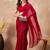 Red ethnic motifs satin saree