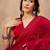 Red ethnic motifs satin saree