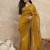 Mustard embellished beads and stones border saree