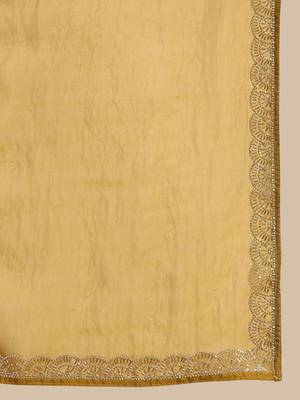 Mustard embellished beads and stones border saree 3