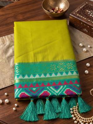 olive green silk blend saree for women with teal blouse festive party traditional wedding saree 5