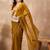 Mustard beads and stones satin saree