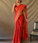 Red woven design zari patola saree