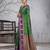 green banarasi silk blend sari with purple border for women festive wedding traditional party wear