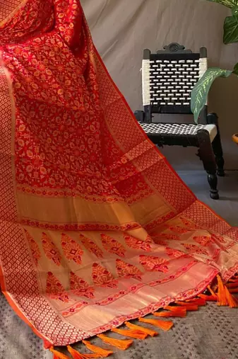 Red woven design zari patola saree