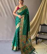 Green woven design zari paithani saree