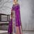 purple banarasi silk blend saree with grey border for women festive wedding traditional party wear