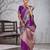 purple banarasi silk blend saree with grey border for women festive wedding traditional party wear