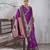 purple banarasi silk blend saree with grey border for women festive wedding traditional party wear