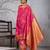 rani pink banarasi silk blend saree with gold border for women festive wedding traditional wear