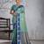 sky blue banarasi silk blend saree with navy blue border women festive wedding traditional wear
