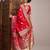 Red woven design satin banarasi zari saree