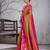rust banarasi silk blend saree with rani pink border for women festive wedding traditional wear