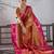 rust banarasi silk blend saree with rani pink border for women festive wedding traditional wear