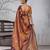 gold banarasi silk blend saree with wine border for women festive wedding traditional party wear
