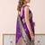 purple banarasi silk blend saree with grey border women festive wedding party wear