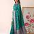 teal banarasi silk blend saree with navy blue border for women festive wedding traditional wear