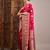 Pink woven design zari satin banarasi saree