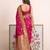 rani pink banarasi silk blend saree with olive green border women festive wedding traditional wear