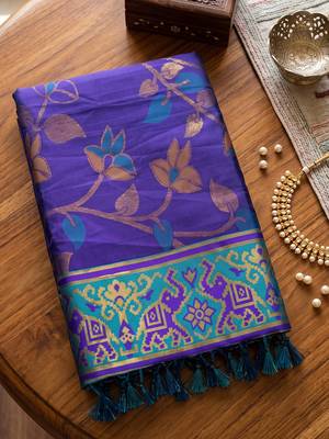 purple & teal blue pochampally soft saree for women | festive traditional wedding wear 4
