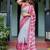 Pink geometric printed zari  linen saree