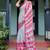 Pink geometric printed zari  linen saree