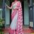 Pink geometric printed zari  linen saree
