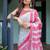 Pink geometric printed zari  linen saree