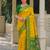 yellow & green pochampally soft saree for women | festive haldi traditional wear