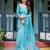 Blue floral printed  linen saree