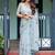 Grey floral printed zari  linen saree