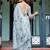Grey floral printed zari  linen saree