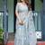 Grey floral printed zari  linen saree