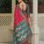rani pink & teal blue pochampally soft saree for women | festive traditional wear