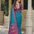 teal blue & purple pochampally soft saree for women | festive traditional party wear