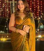 Olive embellished beads and stones tissue saree