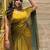 Olive embellished beads and stones tissue saree